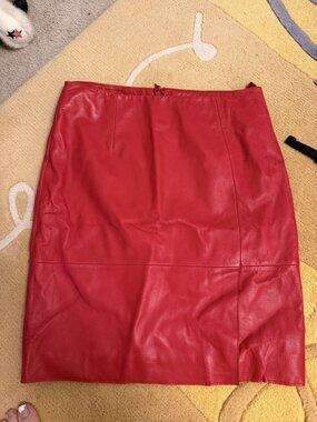 Moschino Cheap and Chic Skirt Women US 6 Red Leather Pencil Knee Length